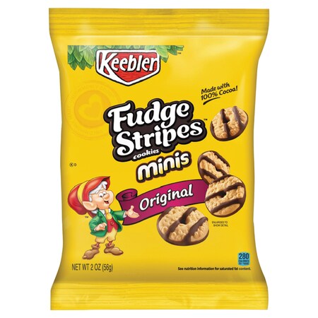 Keebler Mini Cookies, Fudge Stripes, 2 oz Snack Pack, 8PK 3010021772